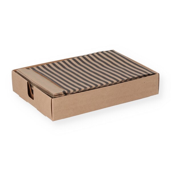 Geschenkflachbeutel Streifen schwarz 13x18+2cm Klappe 