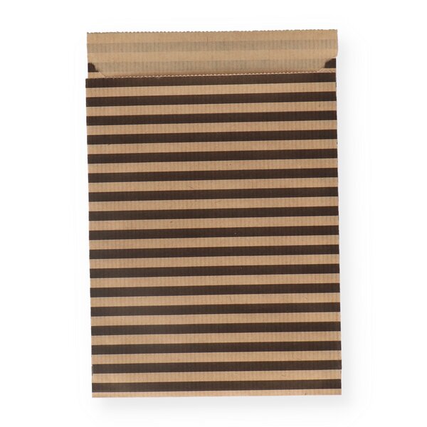Geschenkflachbeutel Streifen schwarz 13x18+2cm Klappe 