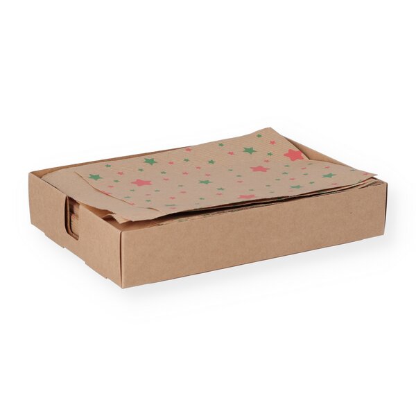 Geschenkflachbeutel Sterne grün-rot 13x18+2cm Klappe 