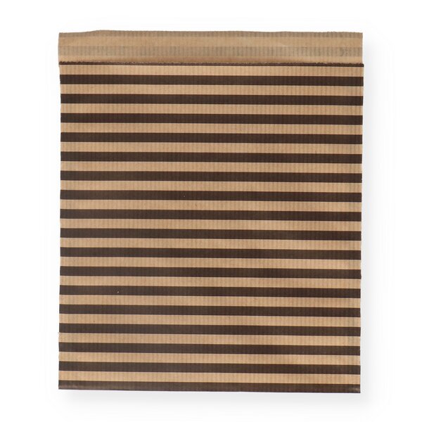 Geschenkflachbeutel Streifen schwarz 16x18,5+2cm Klappe 