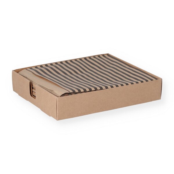 Geschenkflachbeutel Streifen schwarz 16x18,5+2cm Klappe 