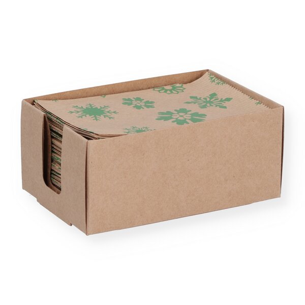 Geschenkflachbeutel Flocken grün 7x9+2cm Klappe 