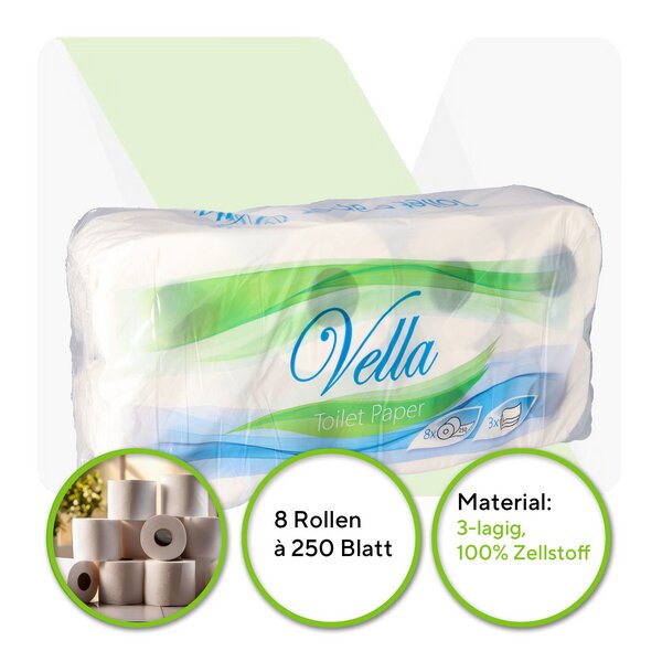 Toilet paper white 3-ply 250 sheets/roll 