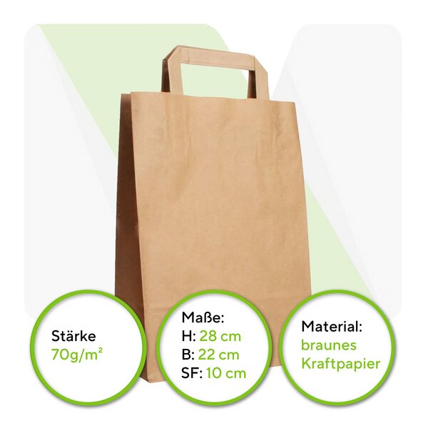 Paper carrier bags brown paper bags 22+10x28cm 