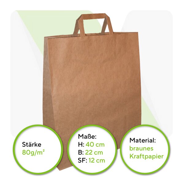 Paper bags brown 80g 32+12x40cm 