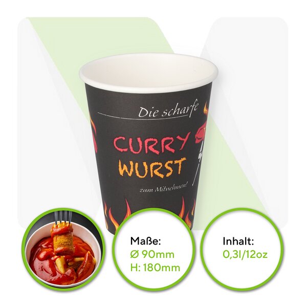 Hartpapierbecher Curry Wurst 0,3l/12oz 