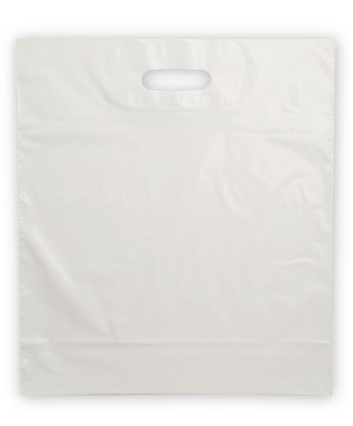 Tragetaschen LDPE wei&szlig; mit DKT-Griff 51my 38x45+2x5cm 