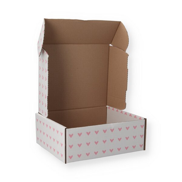 Wellpapp-Stanzverpackung #Herzchen, AM: 270x220x100mm 