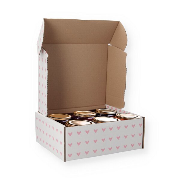 Wellpapp-Stanzverpackung #Herzchen, AM: 270x220x100mm 