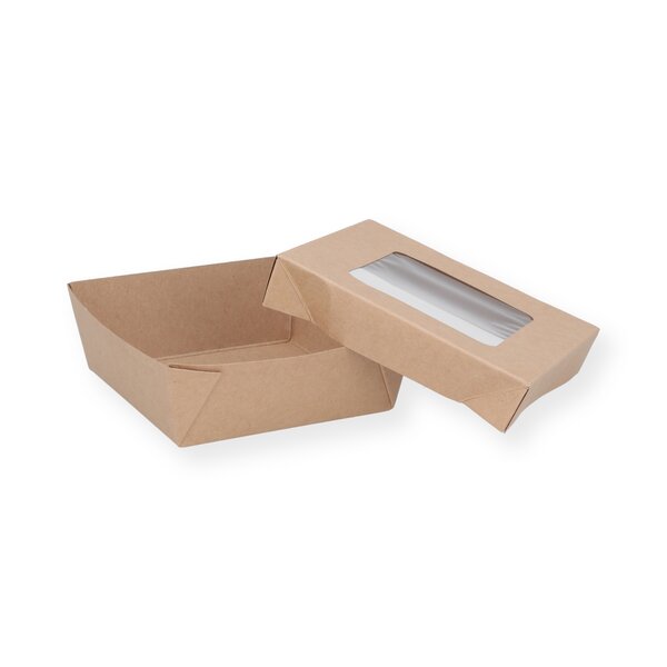 Snackbox braun mit Deckel 12x12x4cm 450ml 