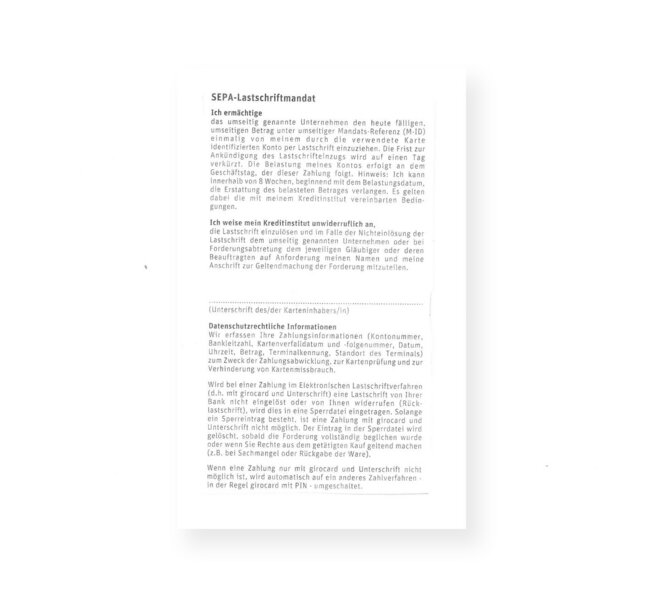Thermorollen 57/12m/12mm mit SEPA Lastschrifttext 