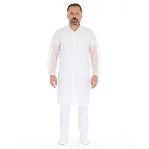 Einwegkittel, Besucherkittel PE wei&szlig; 