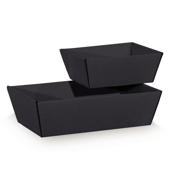 Pr&auml;sentkorb 4-eckig Modern Schwarz klein 19,5x14,5x10cm 