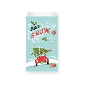 Faltenbeutel "Let it snow Auto" 16+6x32cm