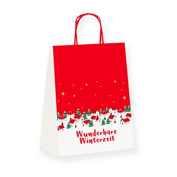 Papier-Tragetaschen "Wunderbare Winterzeit" 22+10x28cm 