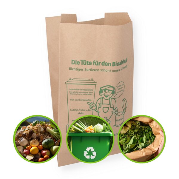 Organic waste bag paper brown for 9.5l 20+16x36cm 