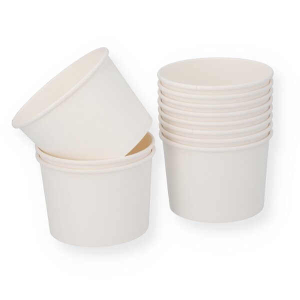 Ice cream cup white unprinted 12oz/290ml, PE-coated 