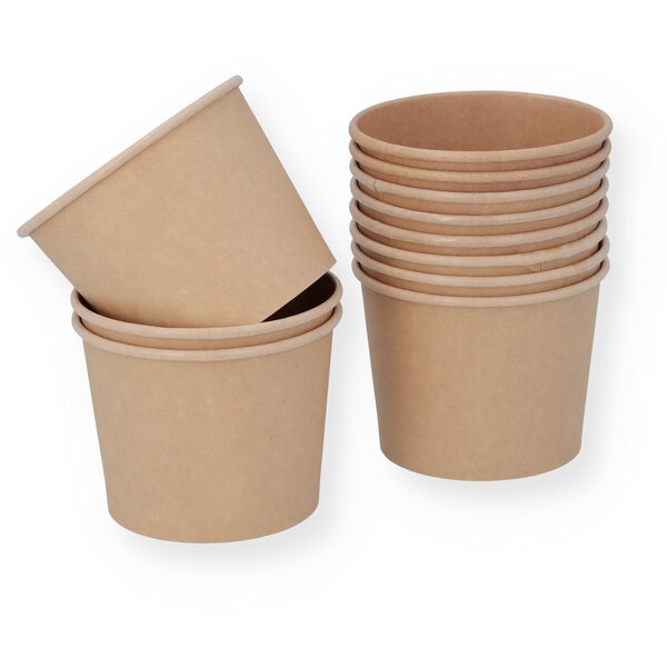 Eisbecher braun Kraft unbedruckt 16oz/390ml, PE-beschichtet 