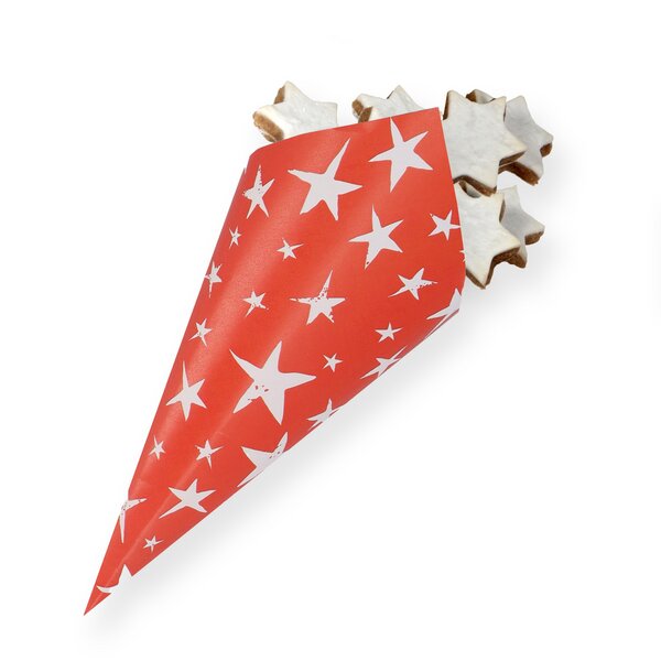Spitztüten "Sternenglanz" rot 19cm/125g 