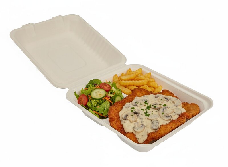 Sugar cane menu box, 3-section 223x201x80mm 
