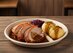 Organic menu plate round bagasse natural 2-section &Oslash; 21.5 x 2.5 cm 
