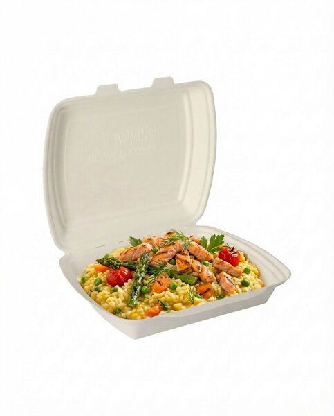 Bagasse menu boxes white undivided HP4 
