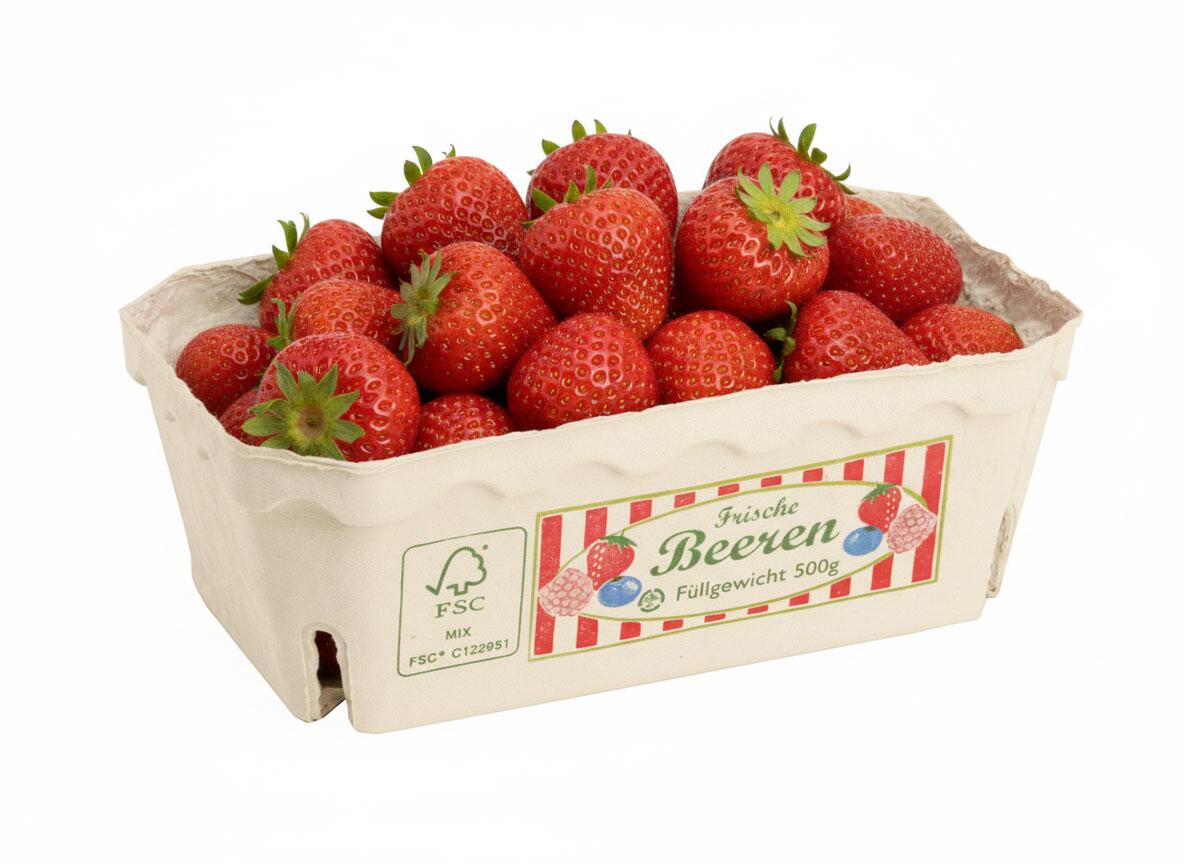 Beerenschalen mit Henkel transparent ca. 1000 g aus PP, 19,3 x 11,9 x 9,6 cm
