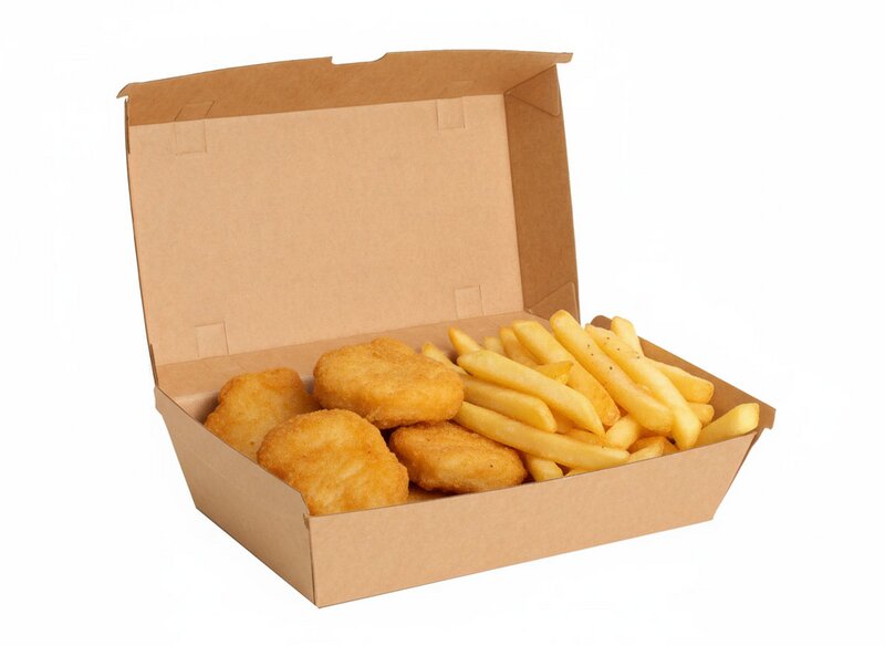 Snack Box braun 205x107x77mm mit Klappdeckel 