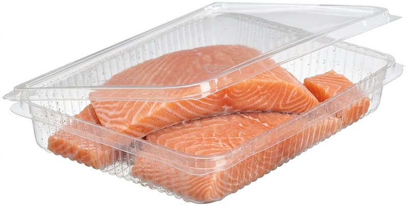 Packaging container PET clear 200x145x35mm for foodstuffs 