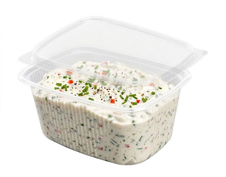 Feinkostbecher eckig PP mit Deckel klar 250ml 