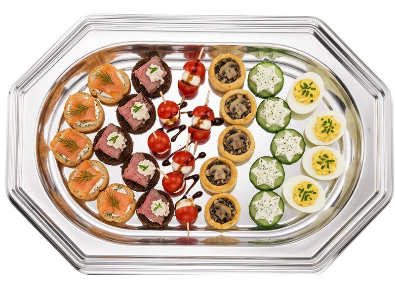 Disposable octagonal serving platter 36x24cm silver 