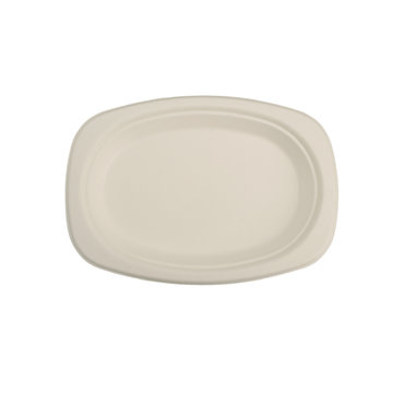 Bagasse plate white oval 233x162x22mm