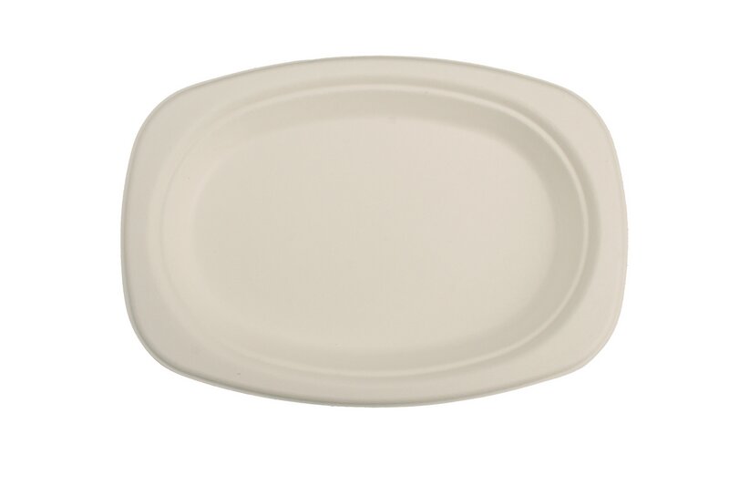 Bagasse-Teller weiß oval 233x162x22mm 