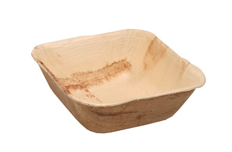 Palm leaf bowl 14x14cm square, 5cm deep 