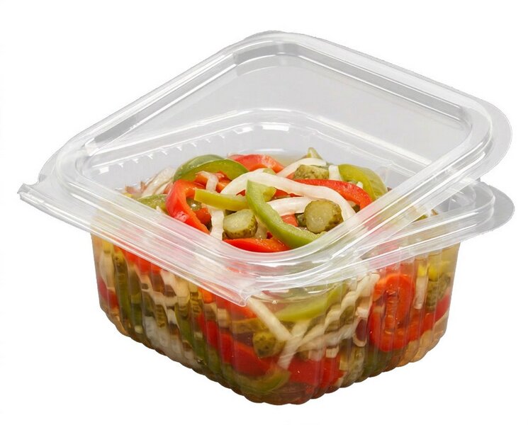 Salad bowls PET 375cc with hinged lid 