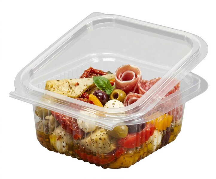 Salad bowls PET 500cc with hinged lid 