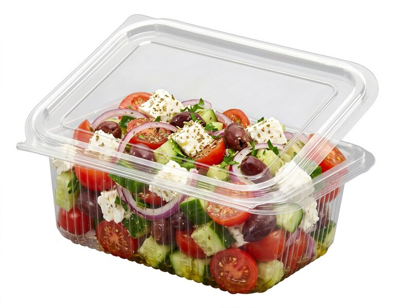 Salad bowls PET 750cc with hinged lid 