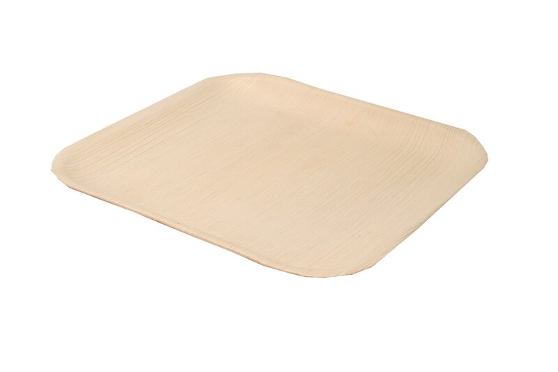 Palm leaf plate 25x25cm square with rim 
