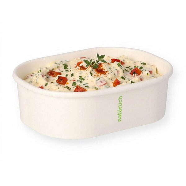 Delicatessen cup made of hard paper white rectangular for 125cc 