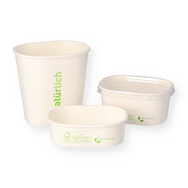 Delicatessen cup made of hard paper white rectangular for 125cc 
