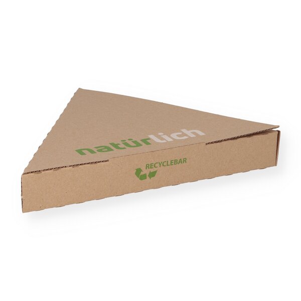 Pizzakarton mit Deckel f&uuml;r dreieckige Pizzast&uuml;cke 26,5x25x3,5 cm 
