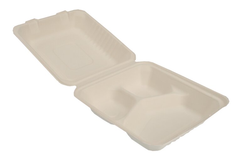 Sugar cane menu box, 3-section 223x201x80mm 