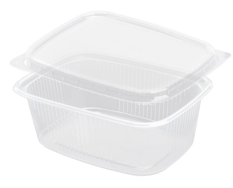 Feinkostbecher eckig PP mit Deckel klar 200ml 