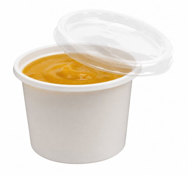 Feinkostbecher wei&szlig; 30ml mit transparentem Deckel 