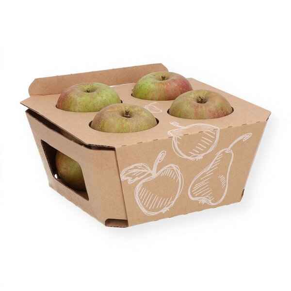 Verpackungsschalen f&uuml;r &Auml;pfel / Birnen Pappe mit Deckel 