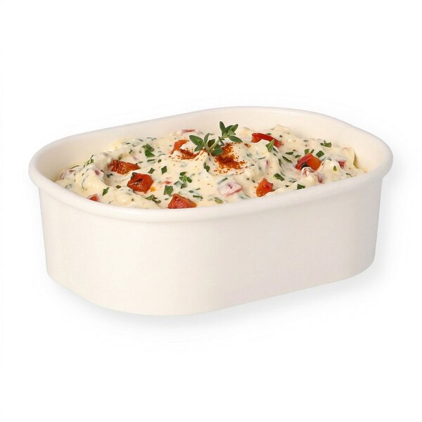Delicatessen cup made of hard paper white rectangular for 125cc 