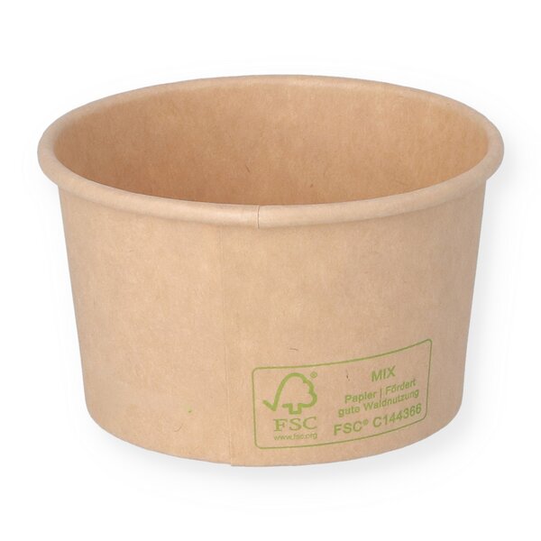 Feinkostbecher Hartpapier braun rund 125 ml &Oslash; 85 mm 