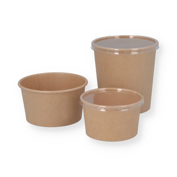 Feinkostbecher Hartpapier braun rund 125 ml &Oslash; 85 mm 
