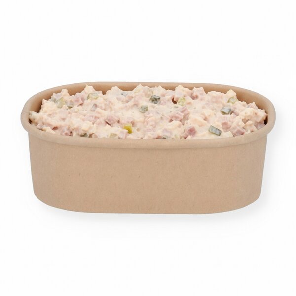 Rectangular delicatessen cup made of brown hard paper 125cc 