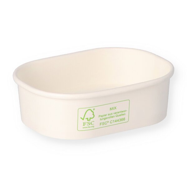 Delicatessen cup made of hard paper white rectangular for 125cc 